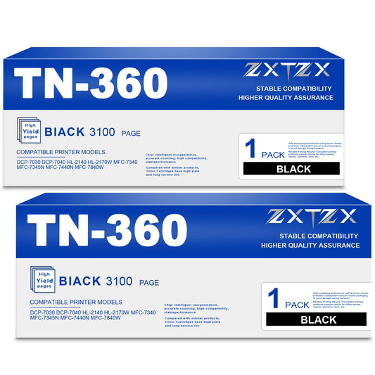 TN360 Toner for Brother TN360 TN330 Toner Cartridge Printer DCP-70302 HL-2140 MFC-7345N 2 Pack