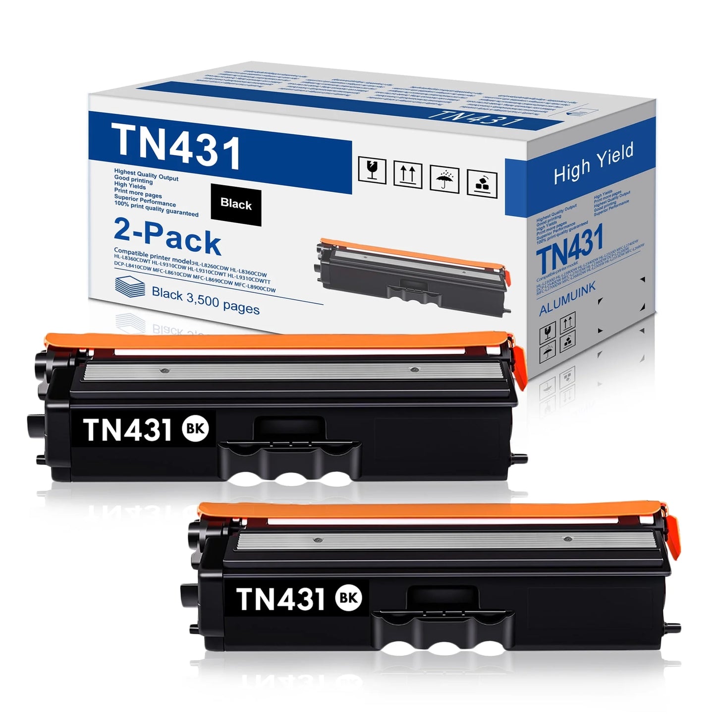 TN431 Toner Cartridge Replacement for Brother TN 431 Toner for HL-L8360CDW MFC-L8900CDW Printer