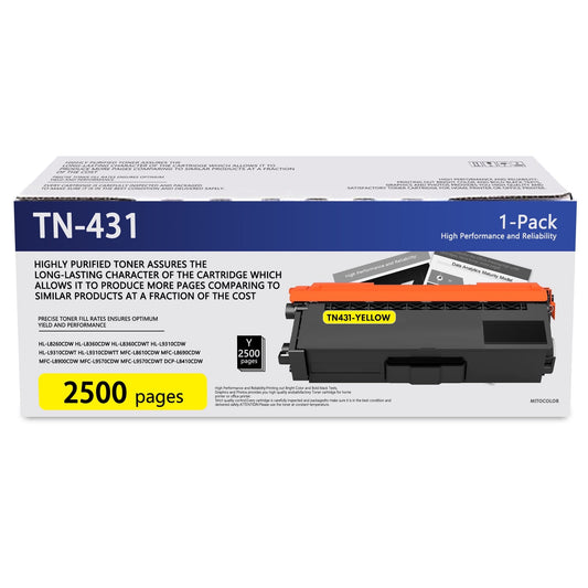 TN431 Toner Cartridges Replacement for Brother TN-431 Toner Cartridges for HL-L8260CDW L8360CDW MFC-L8900CDW L9570CDW Printer (Yellow, 1-Pack)