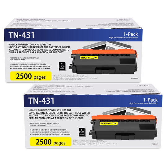 TN431 Toner Cartridges (Yellow, 2-Pack) Replacement for Brother TN-431 Toner Cartridges for HL-L8260CDW L8360CDW MFC-L8900CDW L9570CDW Printer