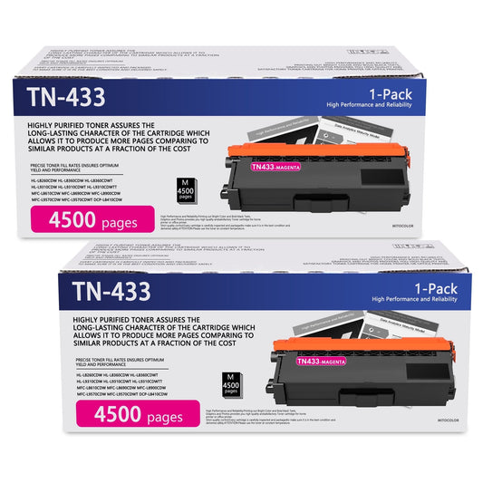 TN433 Toner Cartridge Magenta (2-Pack) - TN-433 Toner Cartridge Compatible for Brother HL-L8260CDW L8360CDW MFC-L8900CDW L9570CDW Printer