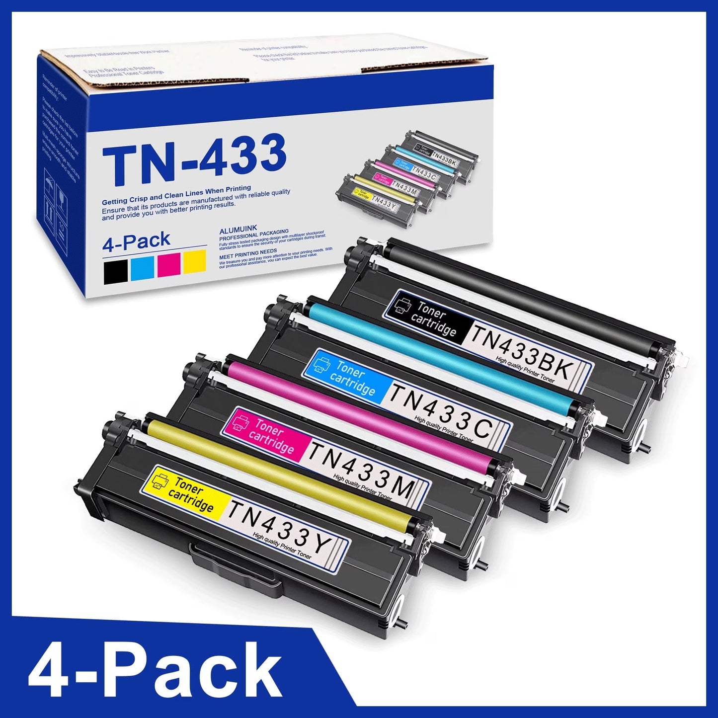 TN433 Toner Cartridges 4 Pack Compatible for Brother TN 433 Toner for MFC-L8900CDW Printer