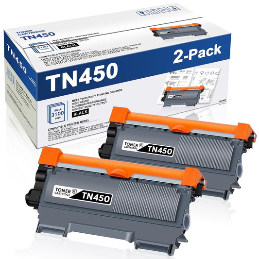 TN450 Toner Cartridge Compatible for Brother TN450 TN-450 TN420 TN-420 High Yield for HL-2270DW HL-2280DW MFC-7240 MFC-7360N DCP-7060D Printer (Black, 2 Pack)