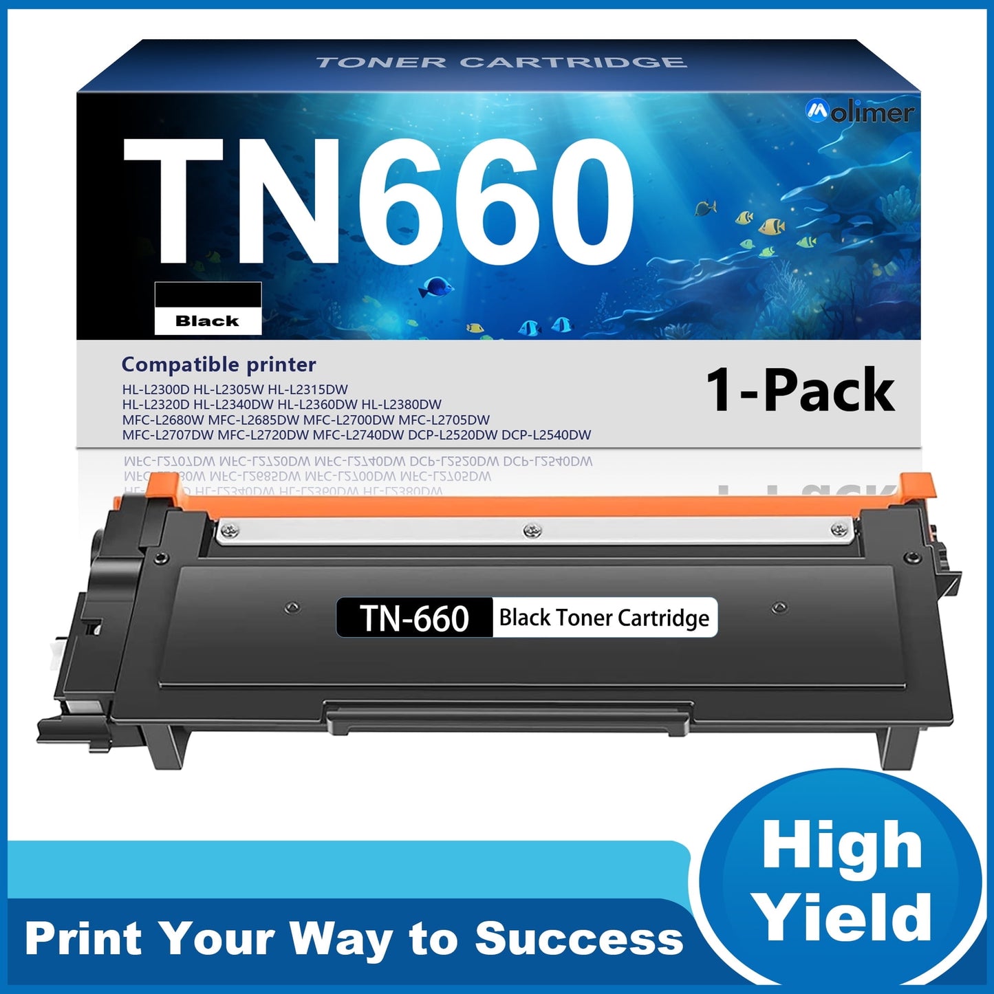 TN660 Compatible Toner Cartridge Replacement for Brother TN660 for MFC-L2685DW DCP-L2520DW DCP-L2540DW MFC-L2700DW MFC-L2705DW Printer (1-Pack, Black)
