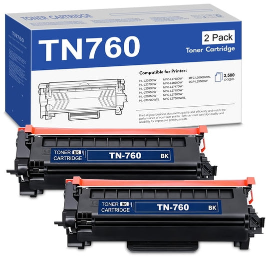 TN730 TN760 Toner Cartridge 2 Pack Black Compatible for Brother TN-730 TN 730 TN-760 TN 760 Toner for DCP-L2550DW MFC-L2750DWXL HL-L2395DW Printer Ink