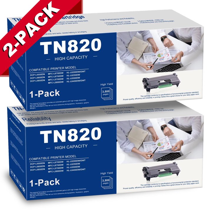TN820 Toner Cartridge Replacement for Brother TN820 Toner Compatible for DCP-L5500DN Printer(2PK).
