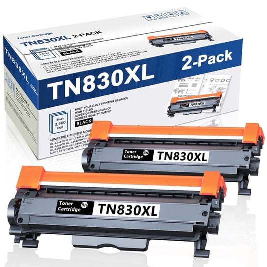 TN830XL TN830 TN 830XL 830 Toner Cartridge 2 Pack Black Compatible for Brother TN830 XL/V/R 830 XL for DCP-L2640DW HL-L2460DW HL-L2480DW HL-L2400D MFC-L2820DW Printer