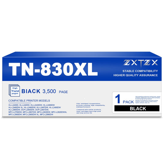 TN830XL Toner Compatible for Brother TN830 XL Toner Cartridge High Yield Printer Toner 3,500 page