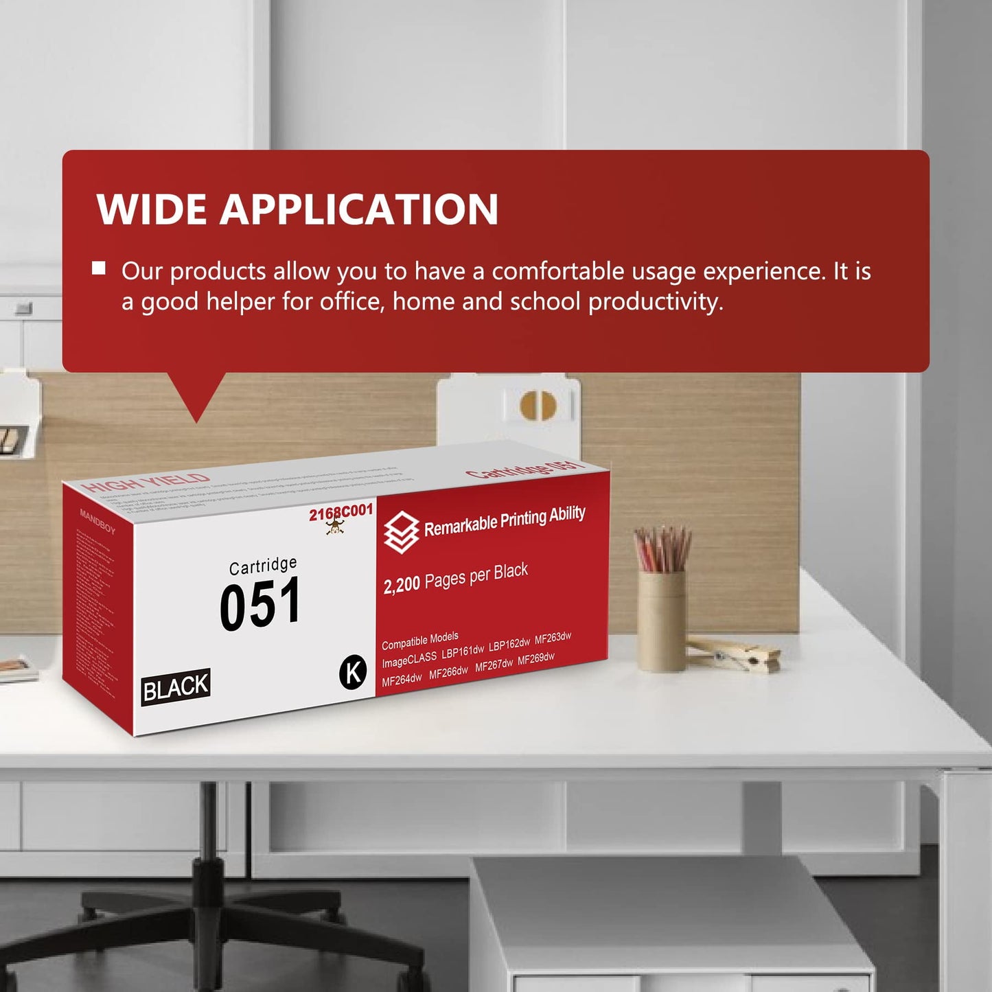 051 Black Toner Cartridge Replacement for Canon MF264dw MF266dw MF267dw MF269dw Printer