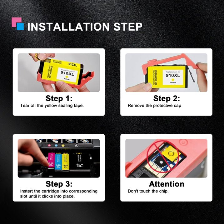910 Ink Cartridge Compatible for HP 910 910XL Ink Cartridges for OfficeJet Pro 8020 8025(Black Cyan Magenta Yellow)