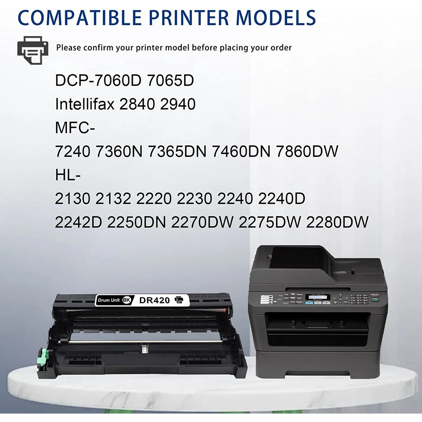 Compatible DR420 Drum Unit Replacement for Brother HL-2242D 2250DN 2270DW 2130 2132 2220 2230 2240 2240D 2275DW 2280DW Printer(Black,1-Pack)