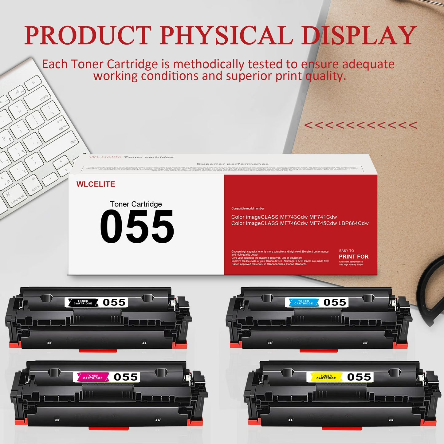 055 Toner Cartridge Compatible for Canon 055 Combo Pack Toner Cartridge Printer（1*Black 1*Cyan 1*Magenta 1*Yellow）