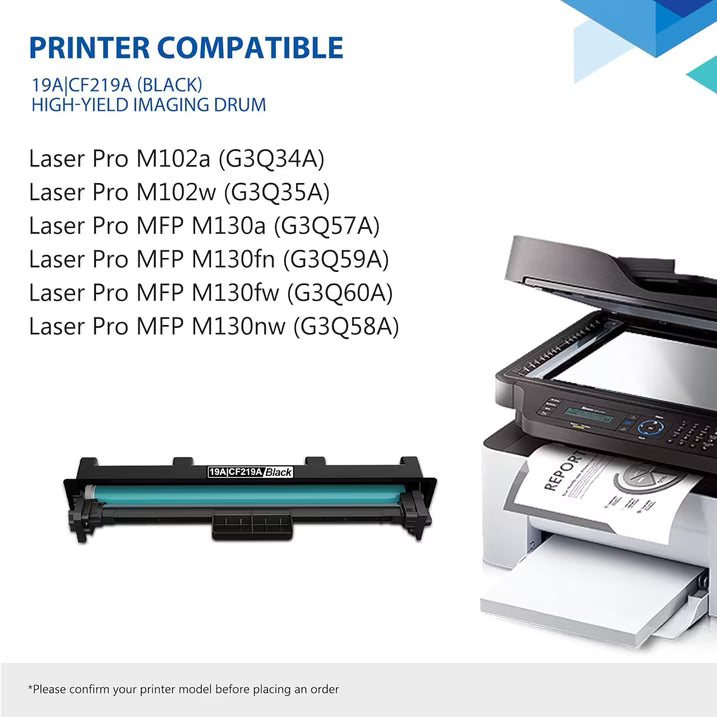 19A CF219A Drum Unit Black High Yield 2-Pack | 19A Drum Unit Compatible for 19A Imaging Drum 19A Ink with Pro M102 Series Pro MFP M130 Series Printer (No Toner Included)