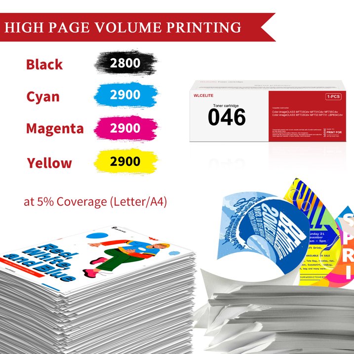 046 4-Pack Toner Cartridge Compatible for Canon 046 Toner Cartridge for MF733Cdw MF731Cdw MF735Cdw Printer