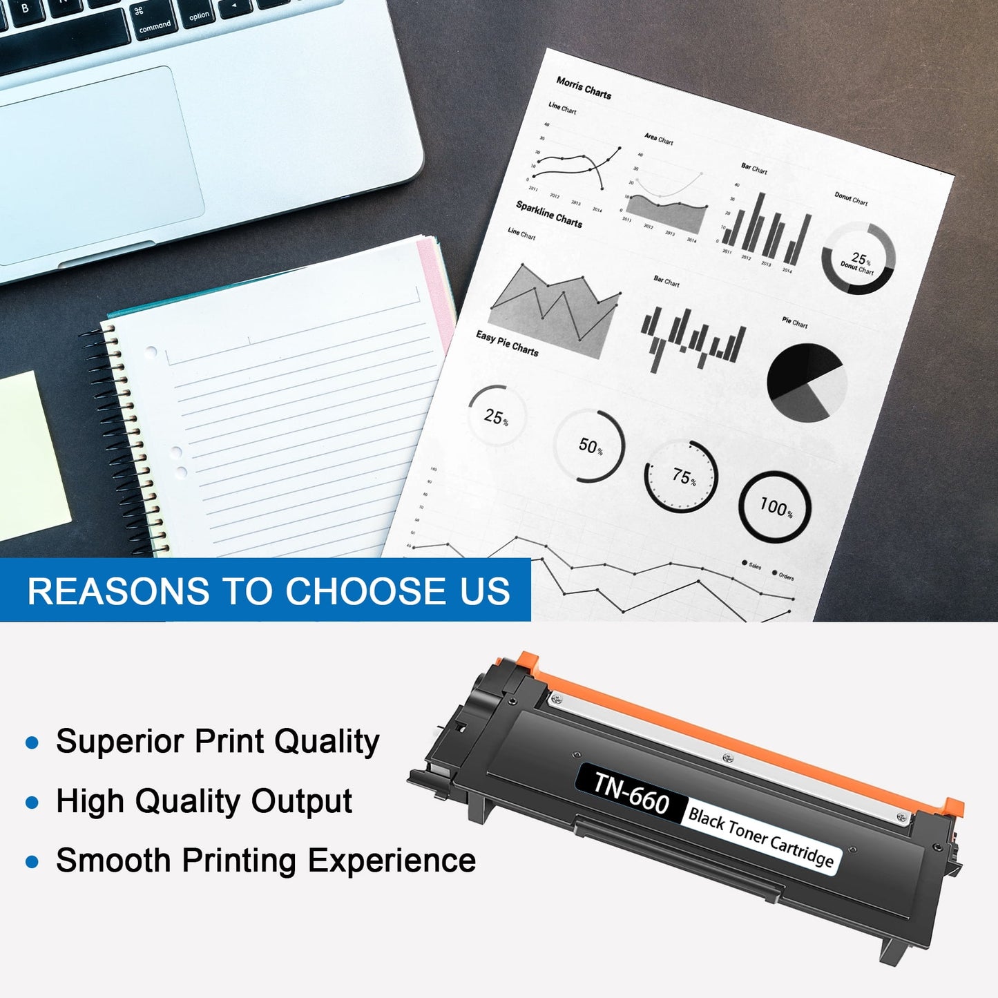 TN660 Compatible Toner Cartridge Replacement for Brother TN660 for MFC-L2685DW DCP-L2520DW DCP-L2540DW MFC-L2700DW MFC-L2705DW Printer (1-Pack, Black)