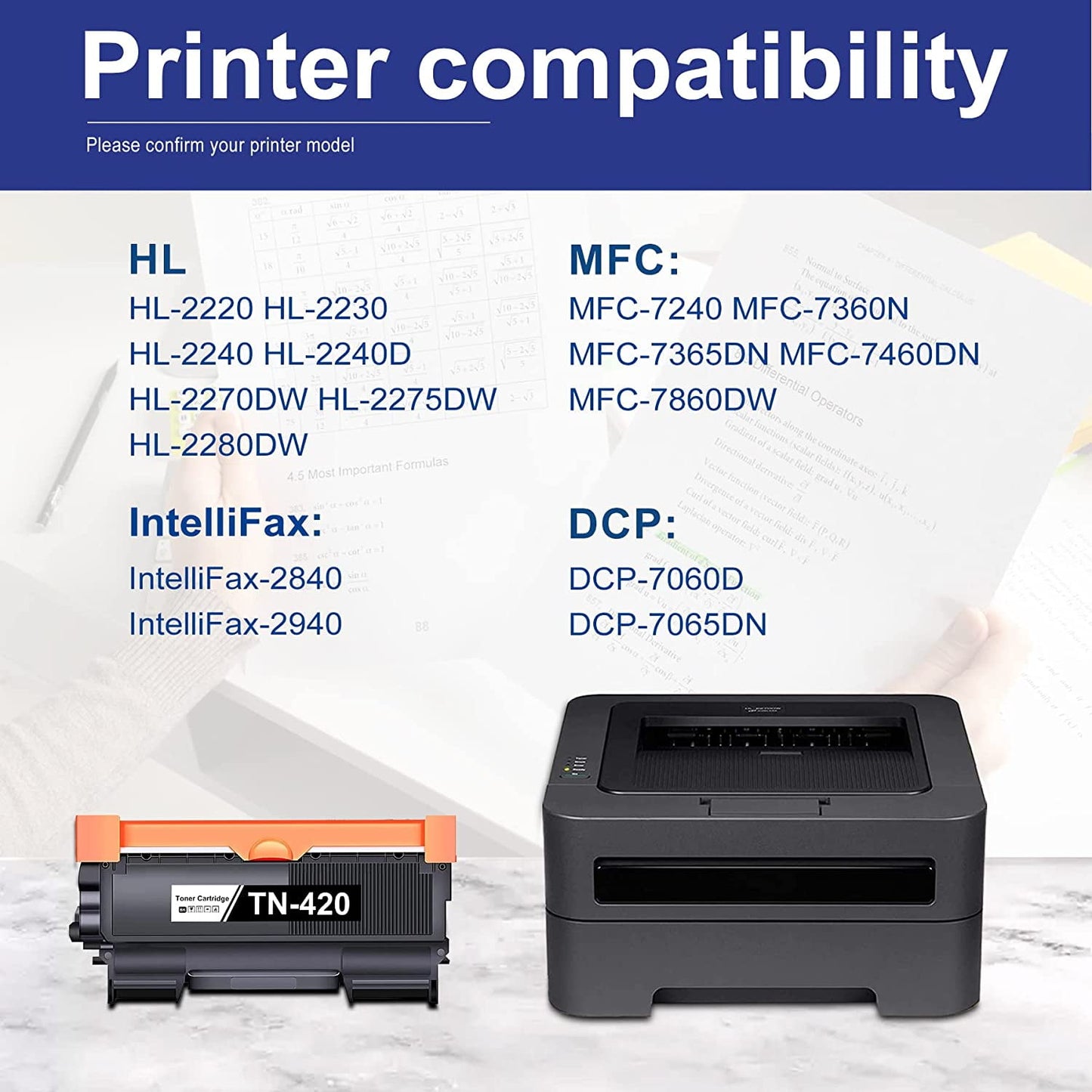 TN420 Toner Cartridge Replacement for Brother MFC-7360N Printer Toner (Black, 1 Pack)