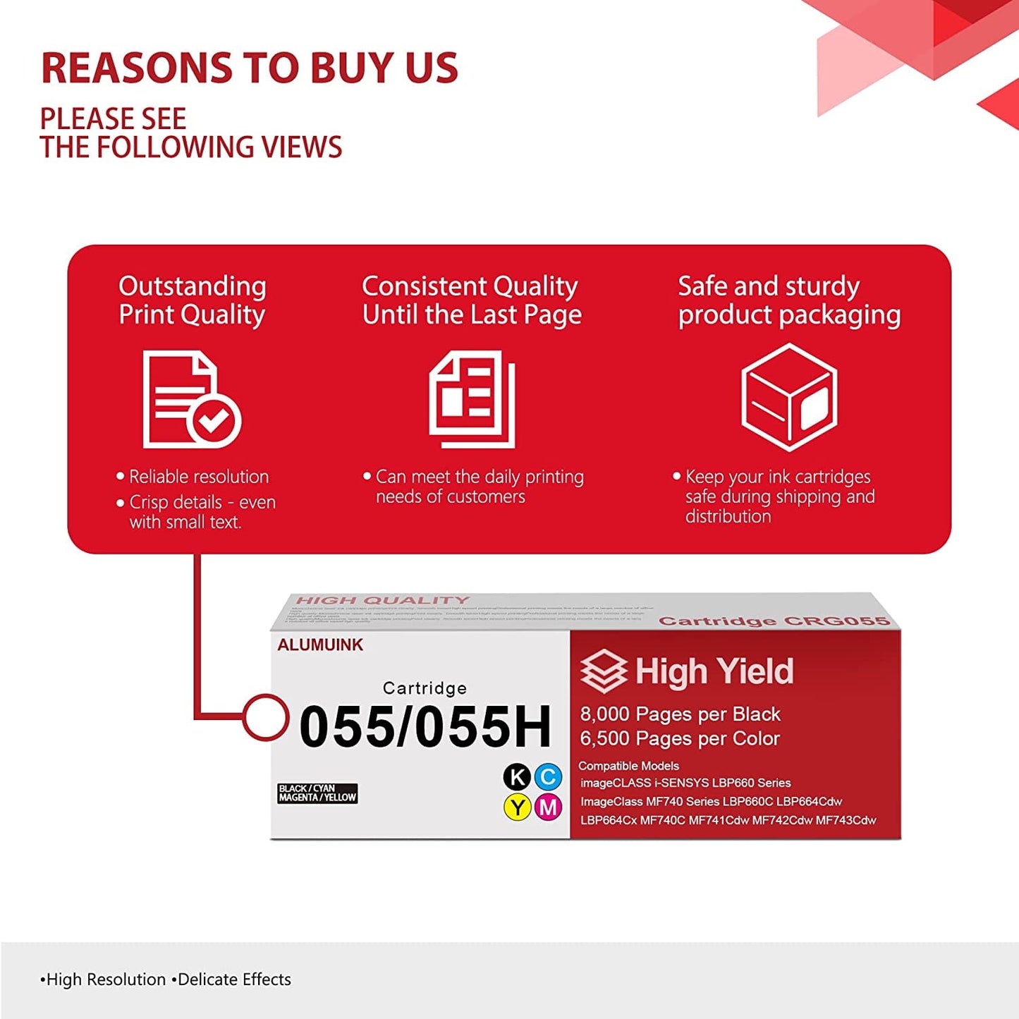 Cartridge 055 Toner Cartridge Set CRG055 055H Replacement for Canon 055 High Yield i-SENSYS LBP660 Series MF740 Series ImageClass LBP664Cdw LBP664Cx Printer, 4-Color
