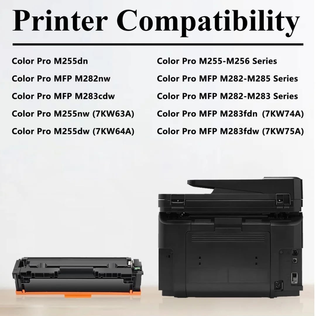 206A | W2110A 4 Pack-1BK+1C+1M+1Y Toner Cartridges (with Chip) Compatible for HP Pro M255dw M283cdw MFP Printers