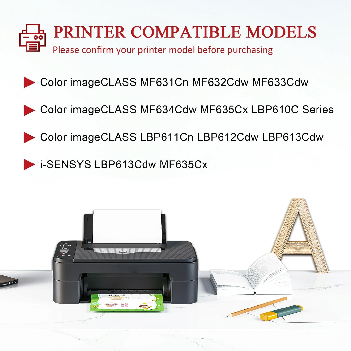 045H Toner Compatible for Canon 045H Toner Cartridge For MF632Cdw LBP612CDW 4 Pack（Black Cyan Magenta Yellow）