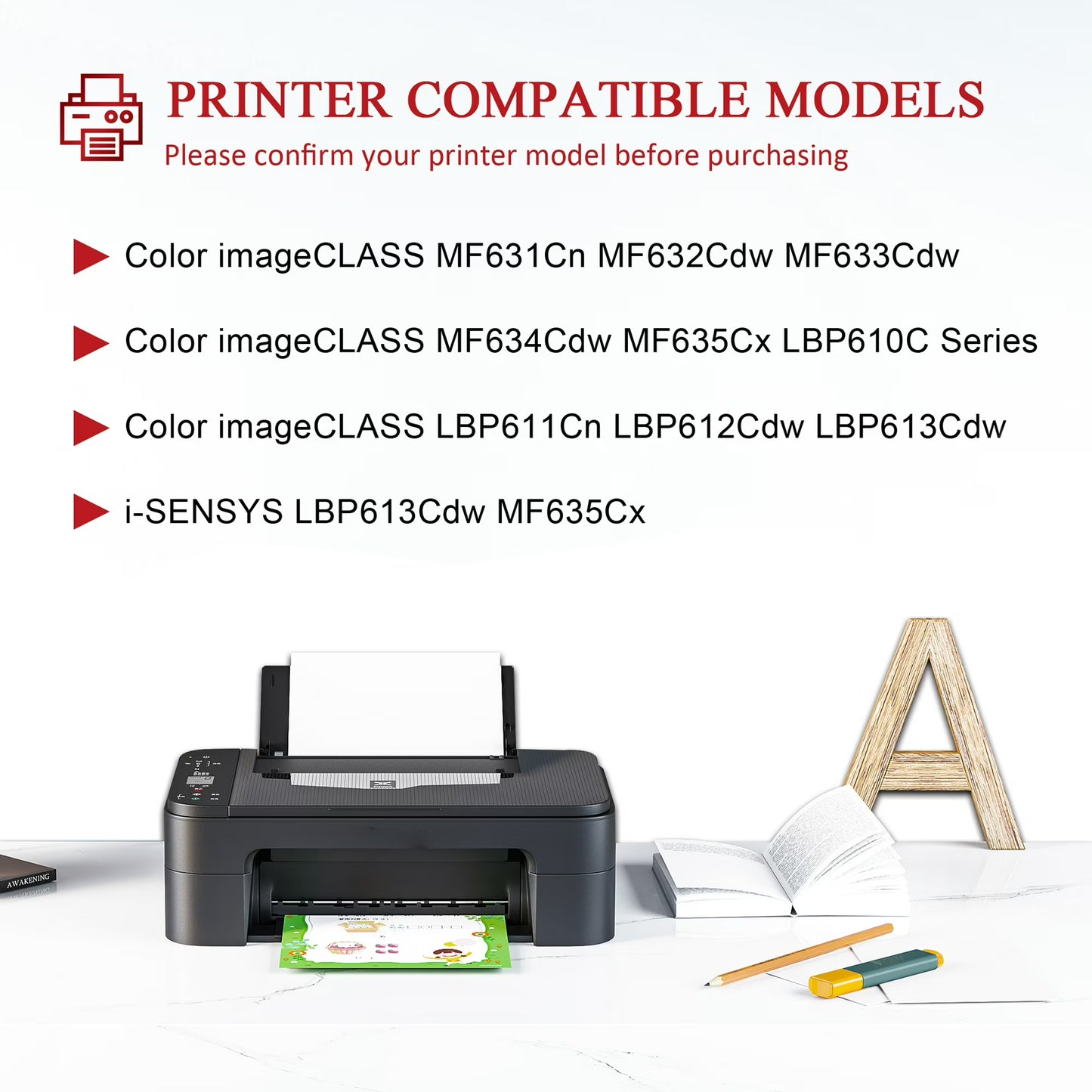 045H Toner Compatible for Canon 045H Toner Cartridge For MF632Cdw LBP612CDW 4 Pack（Black Cyan Magenta Yellow）