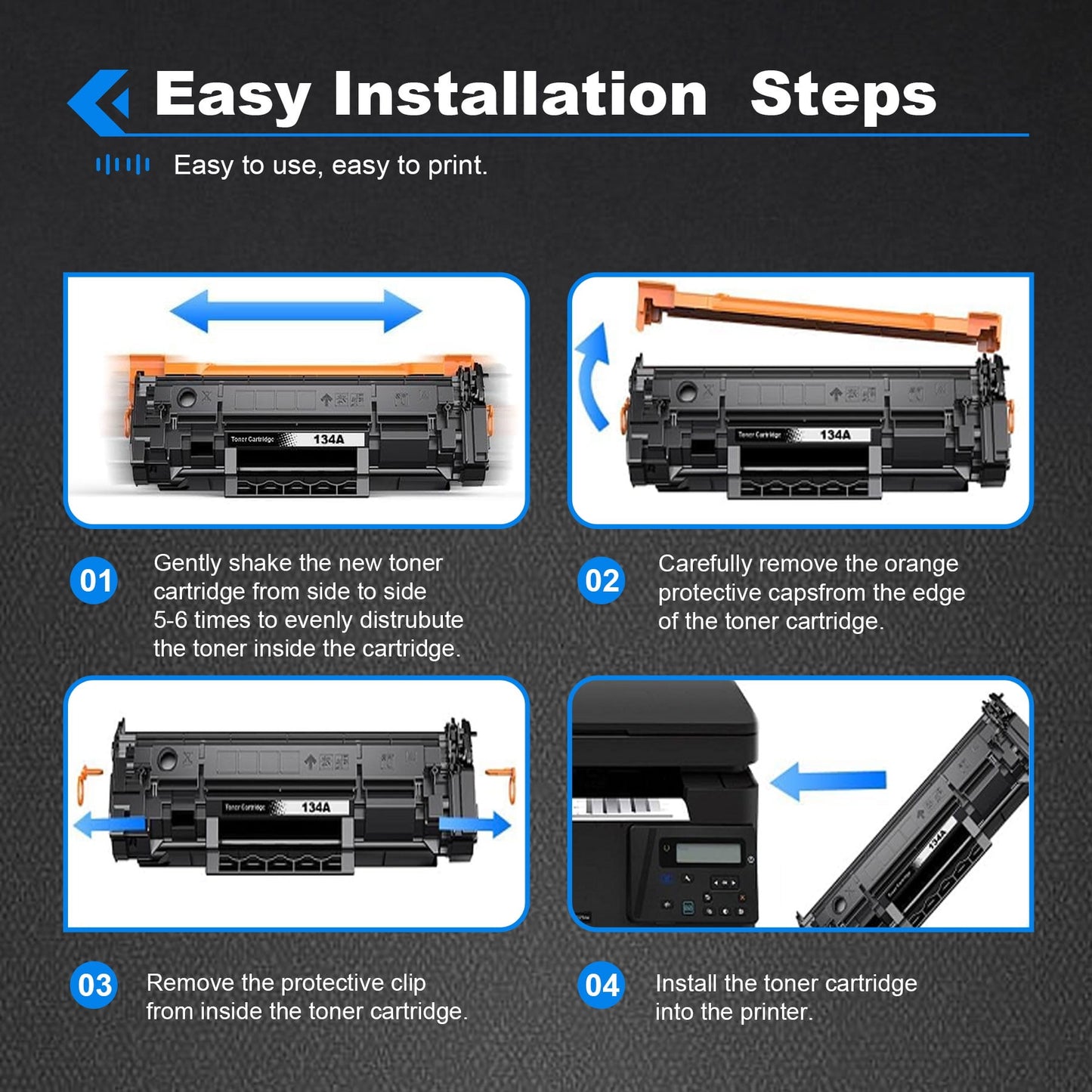 134A Toner Cartridges (with Chip) 2 Pack Black Compatible for HP 134A 134X W1340A W1340X Toner Cartridges for Laserjet 209dw, MFP M234dw, M234sdw Printer