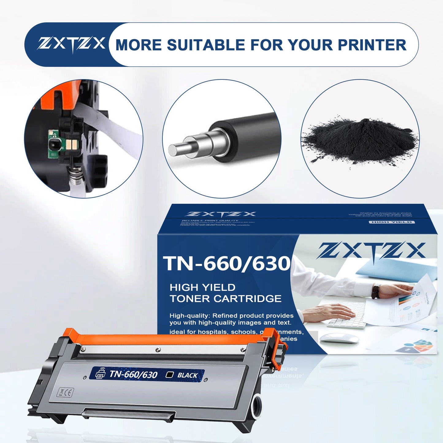 TN-660 TN-630 Toner Black Compatible for Brother TN660 TN630 Toner Cartridges for HL-L2300D HL-L2305W HL-L2320D HL-L2380DW MFC-L2740DW Printer (2 Pack)