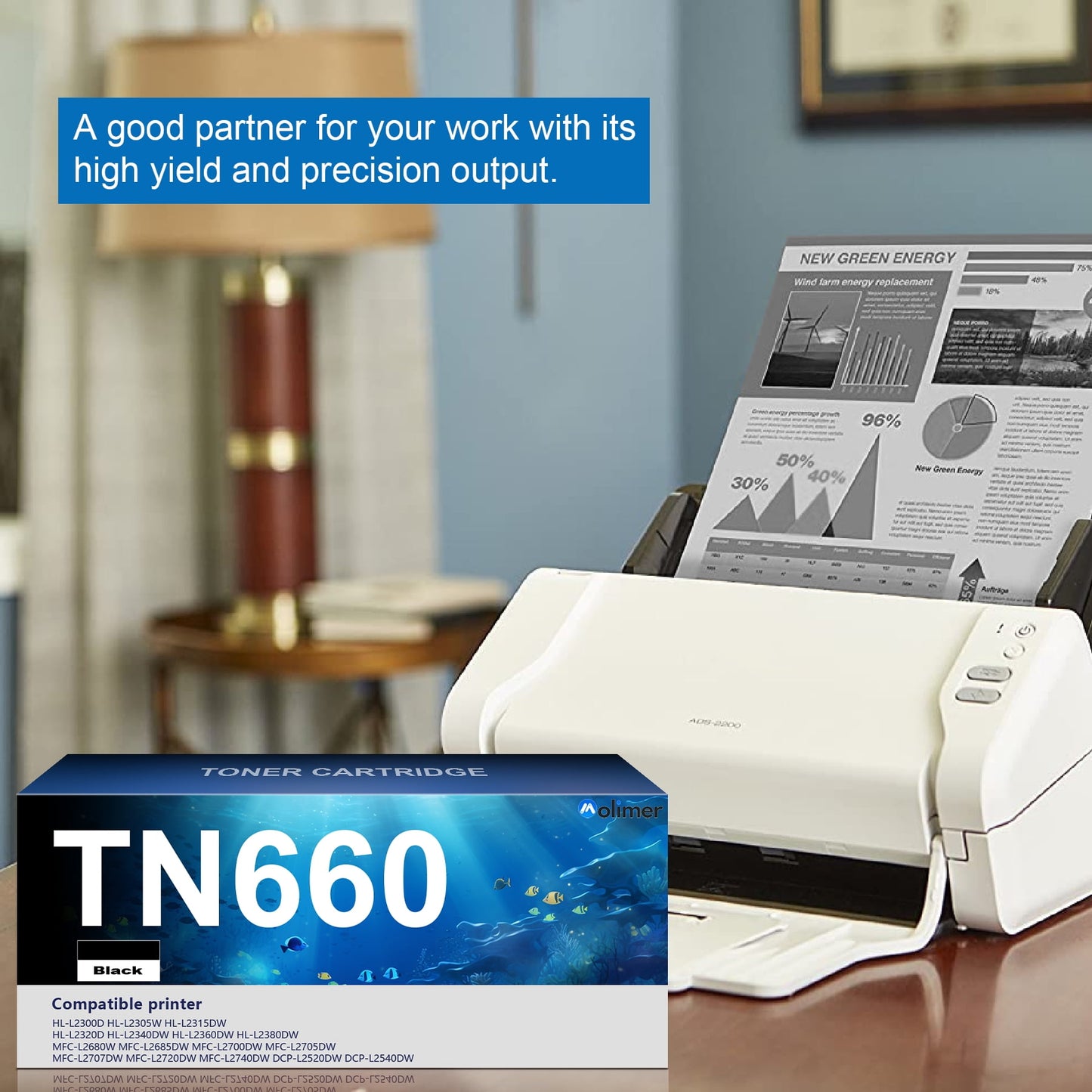 TN660 Compatible Toner Cartridge Replacement for Brother TN660 for MFC-L2685DW DCP-L2520DW DCP-L2540DW MFC-L2700DW MFC-L2705DW Printer (1-Pack, Black)