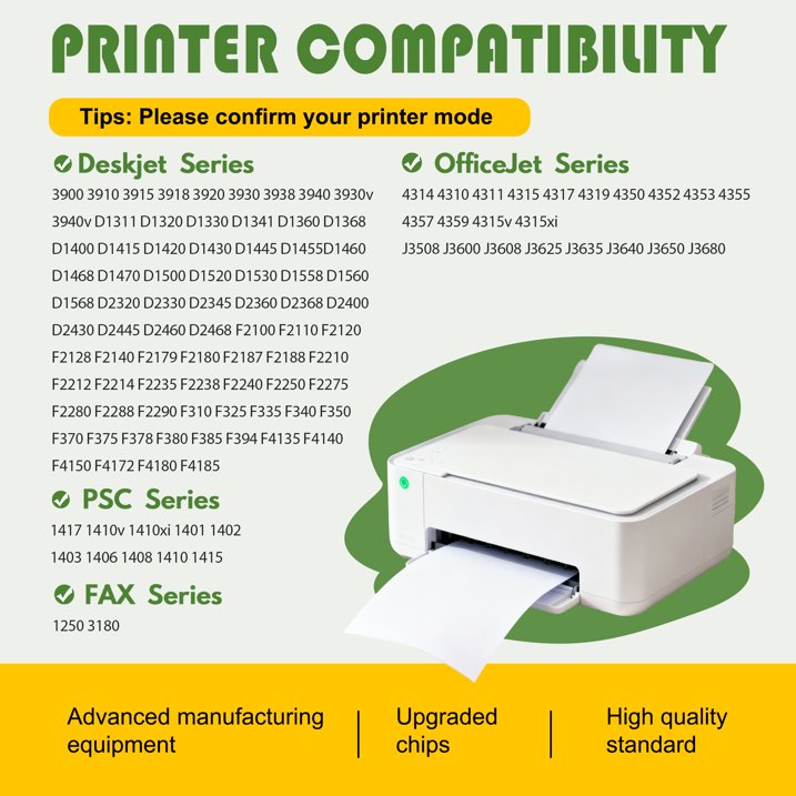 21XL 22XL Ink Cartridges Combo Pack Compatible 21 22 Ink Cartridges for OfficeJet 4315 J3680 DeskJet 3900 D1568 PSC 1415 (Black/Tri-Color)