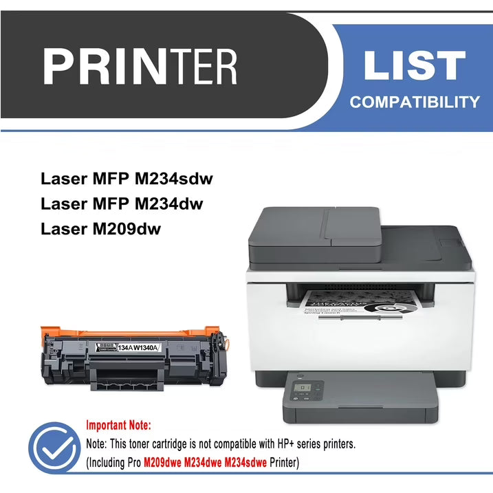 134A W1340A Toner Cartridge Balck 1-Pack Compatible for 134A W1340A Toner Cartridges for Laser M209,MFP M234 Series Printer（with Chip）