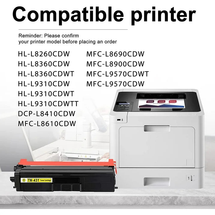 TN431 5-Pack Toner Cartridge Compatible for Brother TN 431 HL-L8260CDW MFC-L8610 L9570CDWT Printer