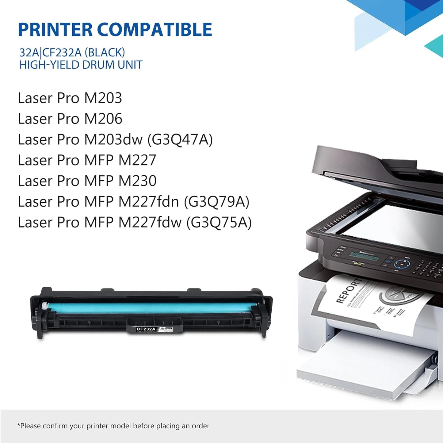 CF232A 32A Imaging Drum Black 2-Pack | 32A CF232A Imaging Drum compatible for HP CF232A Drum Unit with Pro M203 Series Pro MFP M227fdw M227fdn Series Printer (No Toner Included)